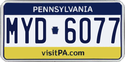 PA license plate MYD6077