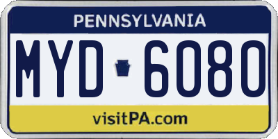 PA license plate MYD6080