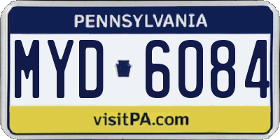 PA license plate MYD6084