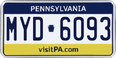 PA license plate MYD6093