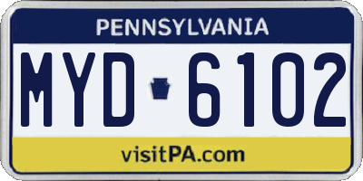 PA license plate MYD6102