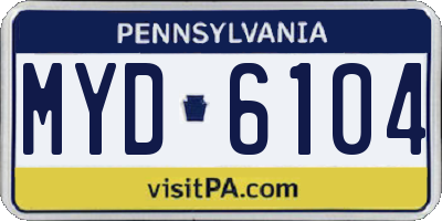 PA license plate MYD6104