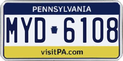 PA license plate MYD6108