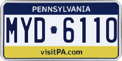 PA license plate MYD6110