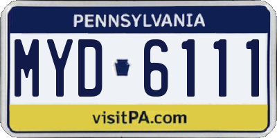 PA license plate MYD6111