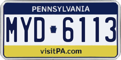 PA license plate MYD6113