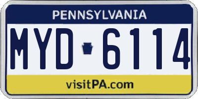 PA license plate MYD6114