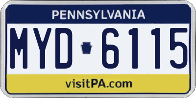 PA license plate MYD6115