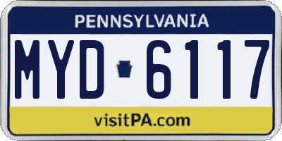PA license plate MYD6117