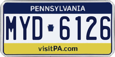 PA license plate MYD6126
