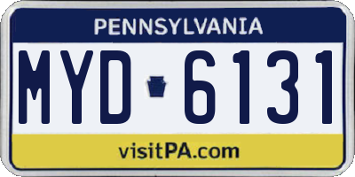 PA license plate MYD6131