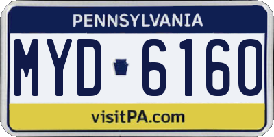 PA license plate MYD6160