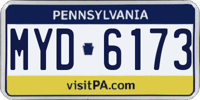 PA license plate MYD6173