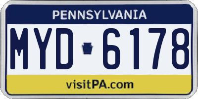 PA license plate MYD6178