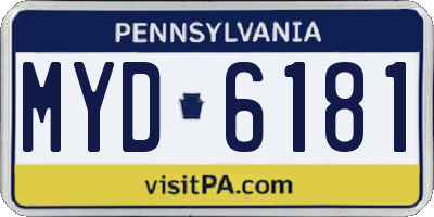 PA license plate MYD6181