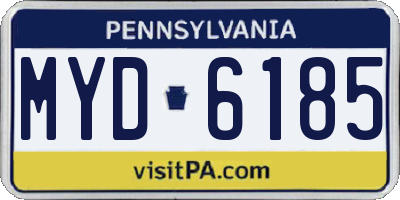 PA license plate MYD6185
