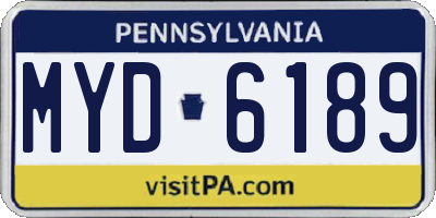 PA license plate MYD6189