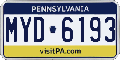 PA license plate MYD6193