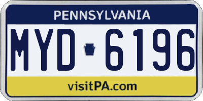 PA license plate MYD6196