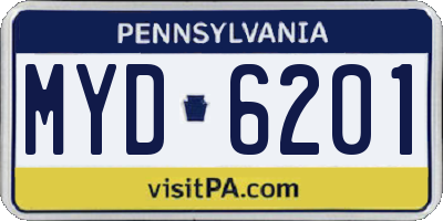 PA license plate MYD6201