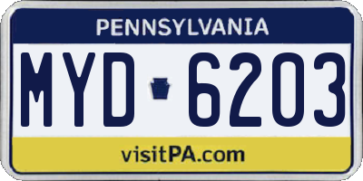 PA license plate MYD6203