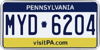 PA license plate MYD6204