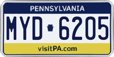 PA license plate MYD6205