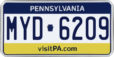 PA license plate MYD6209