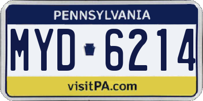 PA license plate MYD6214