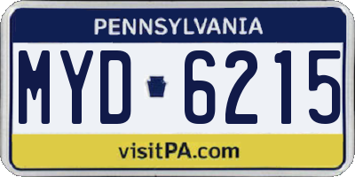 PA license plate MYD6215