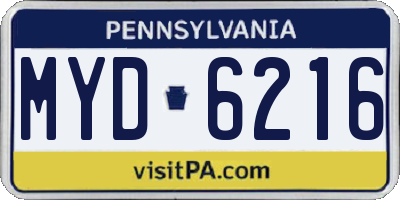PA license plate MYD6216