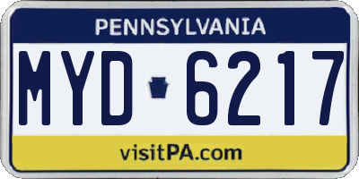 PA license plate MYD6217