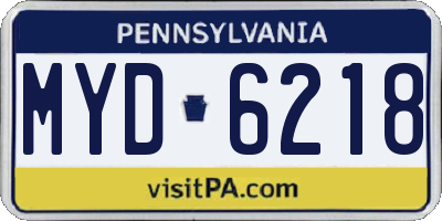 PA license plate MYD6218