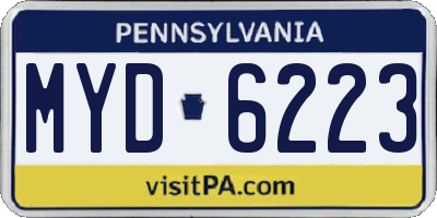 PA license plate MYD6223