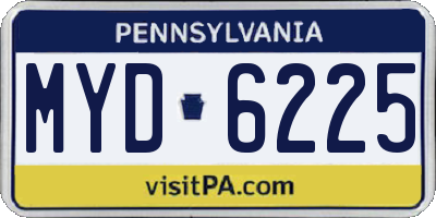 PA license plate MYD6225