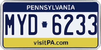 PA license plate MYD6233