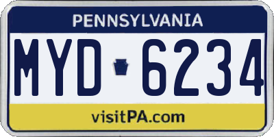 PA license plate MYD6234