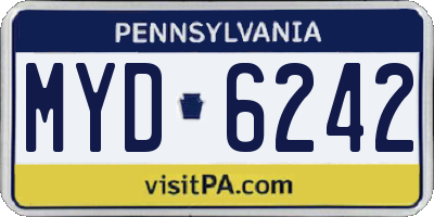 PA license plate MYD6242
