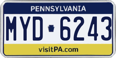 PA license plate MYD6243