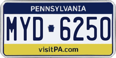 PA license plate MYD6250
