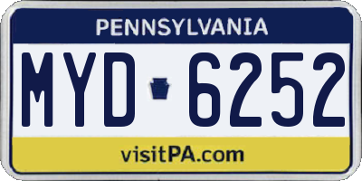 PA license plate MYD6252