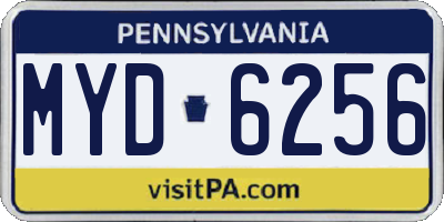 PA license plate MYD6256