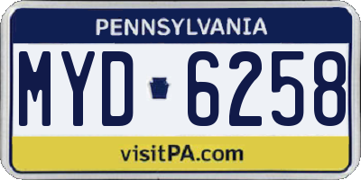 PA license plate MYD6258