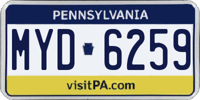 PA license plate MYD6259