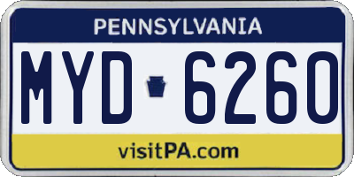 PA license plate MYD6260
