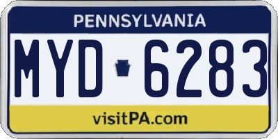 PA license plate MYD6283
