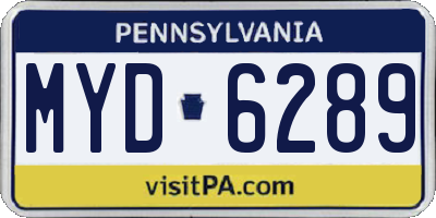 PA license plate MYD6289