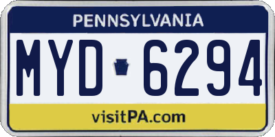 PA license plate MYD6294