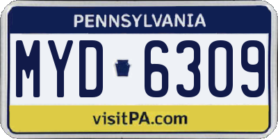 PA license plate MYD6309