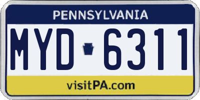 PA license plate MYD6311